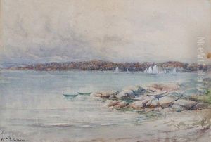 Lakeside Scene With Sailboats
