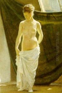 Kvindelig Model I Atelieret by Otto Bache