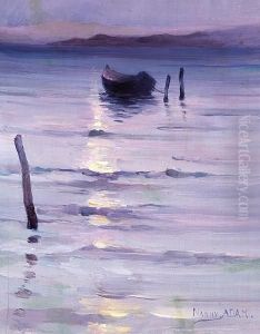 A Dinghy On The Ocean In The Evening Light