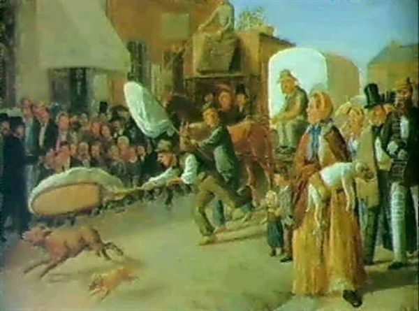 Gadeparti Med Mange Personer Og Hundefaengere - view 1