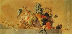 Natura Morta Con Cesto Di Frutta Su Un Tavolo