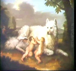 Le Berger Faustulus Decouvrant Romulus Et Remus Allaites    Par La Louve