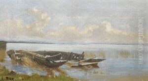 Barques Echouees Au Lac De Neuchatel