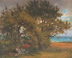 Gesprach Vor Der Jagd by Auguste Bachelin