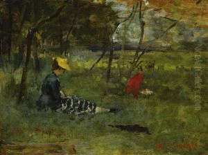 The Red Parasol by Otto (Henry) Bacher