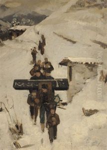 Begrabniszug Im Schnee
