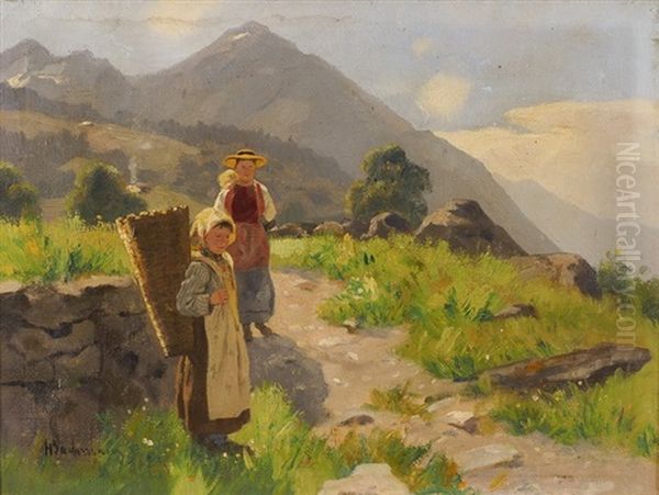 Mutter Mit Ihren Kindern Am Wegrand - view 1