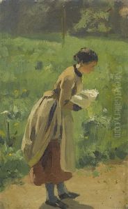 Sommerlicher Weg Mit Einem Madchen
