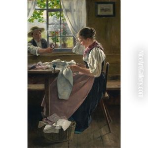 Nahendes Madchen (sewing Girl) by Hans Bachmann