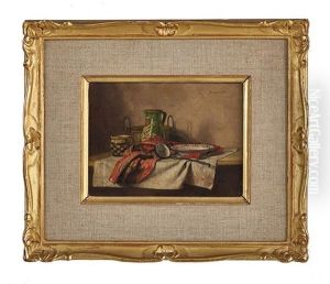 Still Life With Pottery And A Copper Pot by Karoly (Karl) Bachmann
