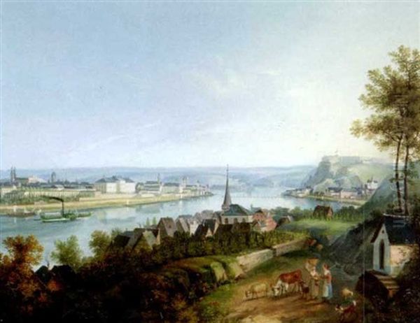 Ansicht Von Koblenz Mit Der Festung Ehrenbreitenstein Und Pfaffendorf Am Rhein - view 1