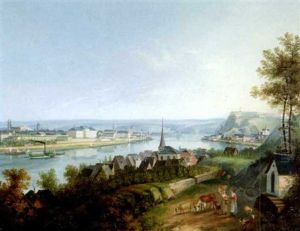 Ansicht Von Koblenz Mit Der Festung Ehrenbreitenstein Und Pfaffendorf Am Rhein