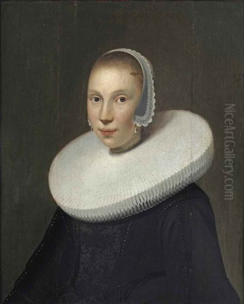Portrait Of A Girl, Bust-length, In A Black Gown, A 'molensteenkraag' And A White Ruff - view 1