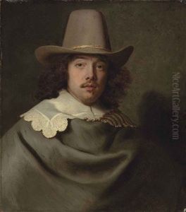 Portrait Of Abraham Velters (1603-1690), Half-length, In A Grey Cloak And Lace Collar, Wearing A Hat