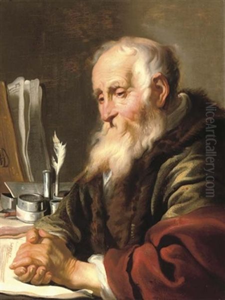 An Elderly Scholar At His Desk - view 1