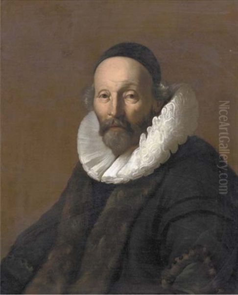 Portrait Of Remonstrant Minister Johannes Uytebogaert (1557-1644), Half-length, In A Fur-lined Robe And White Ruff - view 1
