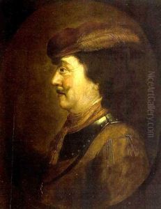 A Portrait Of A Gentleman Wearing A Feathered Cap by Jacob Adriaensz de Backer