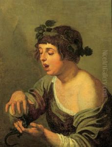 A Young Bacchante, Holding A Lizard