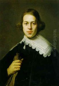 Portrait Of A Man Wearing A Black Coat With A White Lace Collar by Jacob Adriaensz de Backer