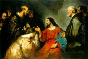 Christ And The Woman Taken In Adultery by Jacob Adriaensz de Backer