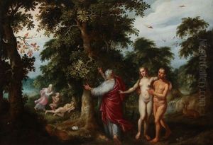 The Creation Of Man And Woman In The Garden Of Eden by Jacob De Backer