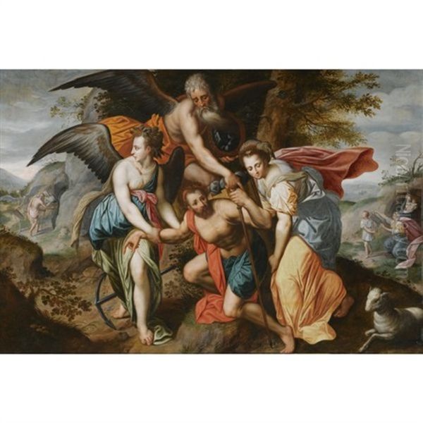 Man Carrying The Burdens Of Time (allegory Of The Four Ages Of Man) - view 1