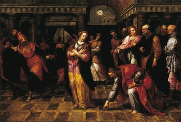 Le Christ Et La Femme Adultere Ecole Anversoise - view 1