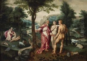 Das Irdische Paradies Mit Der Erschaffung Des Menschen by Jacob De Backer