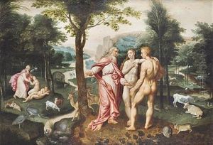 Adam And Eve In The Garden Of Eden by Jacob De Backer