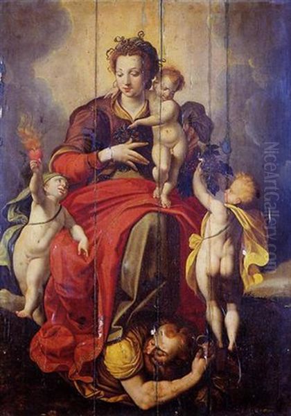 La Vierge Et L'enfant Jesus Avec L'allegorie De L'amour Divin Et L'allegorie De La Passion Du Christ Dominant L'allegorie Du Vice - view 1