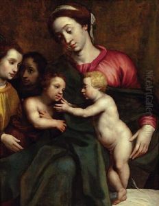 The Virgin And Child With The Infant Saint John The Baptist by Jacob De Backer