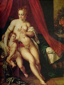 Venus And Cupid With Aeneas Fleeing The Burning Troy Beyond Venus And Cupid With Aeneas Fleeing The Burning Troy Beyond