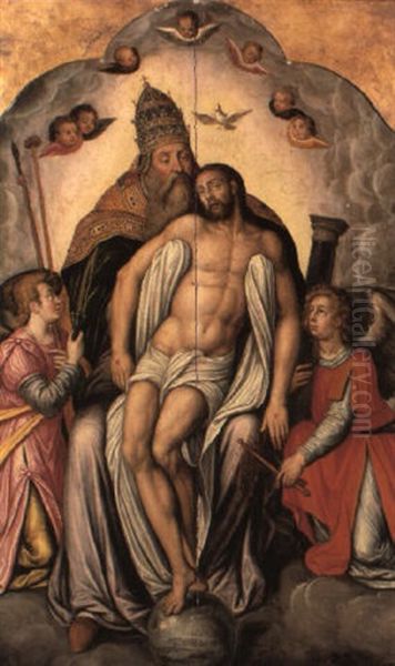 The Trinity With Angels Holding The Instruments Of The Passion - view 1