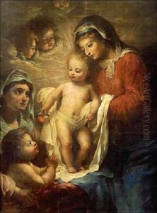 La Sainte Famille Avec Saint Jean Baptiste Et Sainte Elisabeth by Gillis Backereel