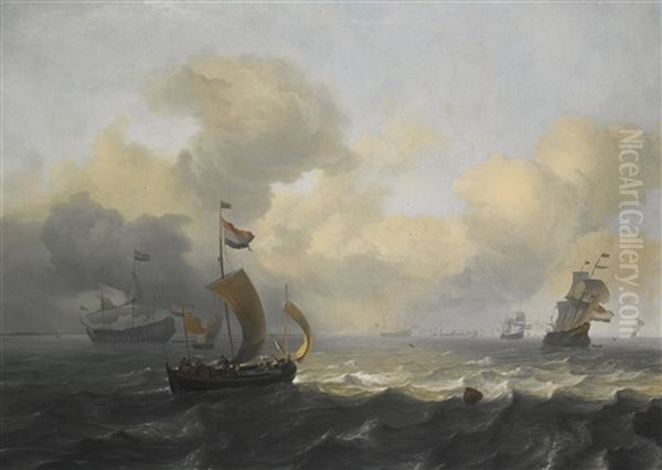 Dutch Vessels Off A Coastline On A Breezy Day - view 1