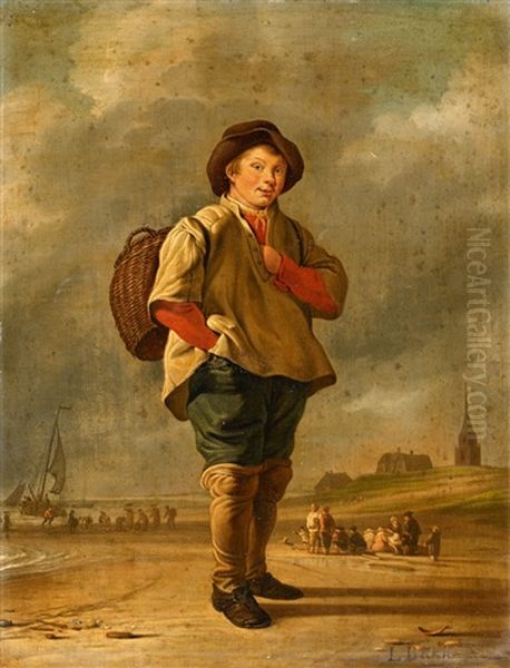 Coastal Scene With A Boy Carrying A Basket - view 1