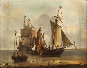 Navires Hollandais Pres De La Plage by Ludolf Backhuysen the Elder