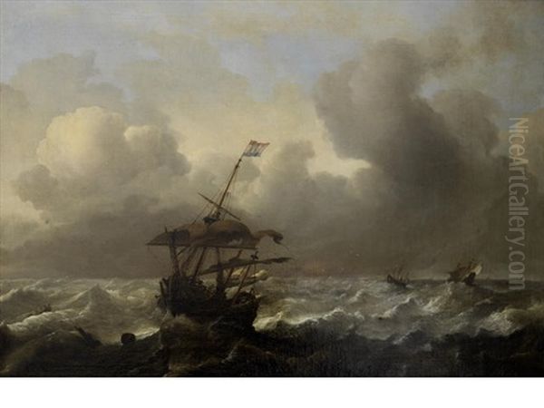 A Dutch Man-o-war And Other Shipping In A Storm - view 1