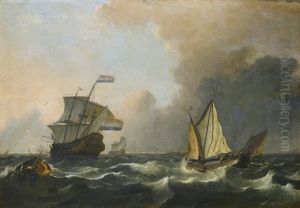 Shipping In Rough Waters Off The Dutch Coast by Ludolf Backhuysen the Elder