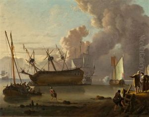 Kustenlandschaft Mit Segelschiffen Und Staffage by Ludolf Backhuysen the Elder