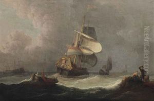 Dutch Warships Off The Coast In Stormy Weather by Ludolf Backhuysen the Elder