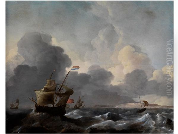 Segelschiffe Auf Sturmischer See Unter Hohen Gewitterwolken - view 1