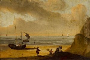 Hollandische Strandlandschaft Mit Fischern Und Booten by Ludolf Backhuysen the Elder