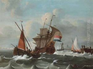 Marina Con Velieri by Ludolf Backhuysen the Elder