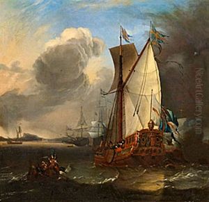 Hamnbild Med Svenska Orlogsfartyg by Ludolf Backhuysen the Elder