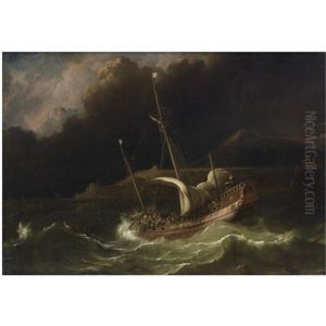 A Flute In A Tempestuous Sea, Near A Strip Of Land