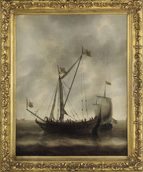 A Dutch Admiralty Yacht Moored In A Calm - view 1