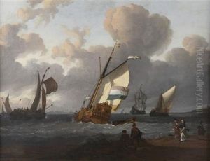 Shipping Off Amsterdam by Ludolf Backhuysen the Elder