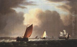 Schiffe Bei Sturmischem Wind Vor Der Kuste by Ludolf Backhuysen the Elder