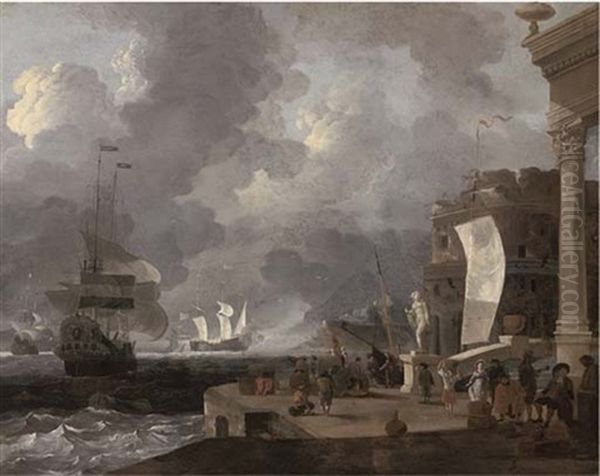 A Mediterranean Harbour Scene - view 1